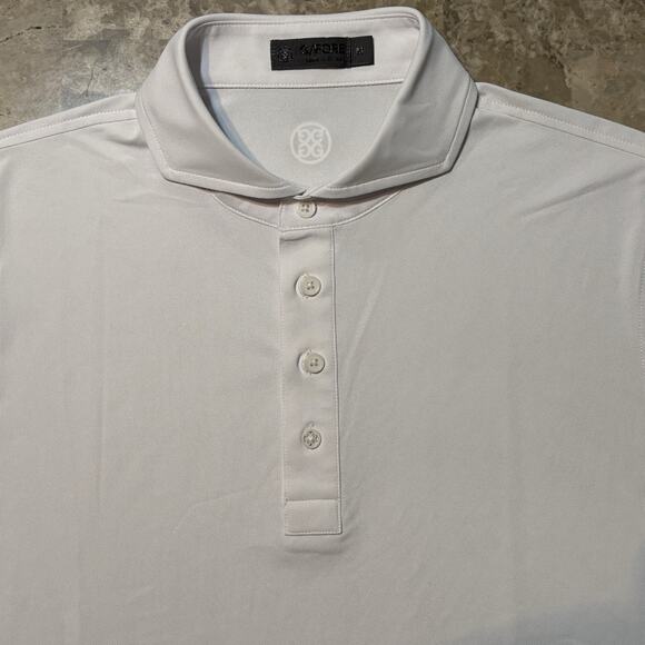 G Fore Polo Shirt Mens Medium White Solid Short Sleeve Performance Golf G/FORE - Picture 1 of 8